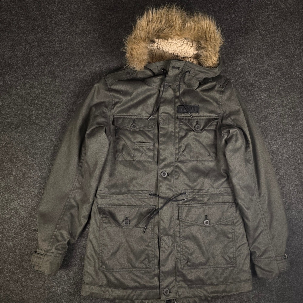 Oakley Women's Olive Green Parka Jacket Faux Fur Hood Military Style Size S/P